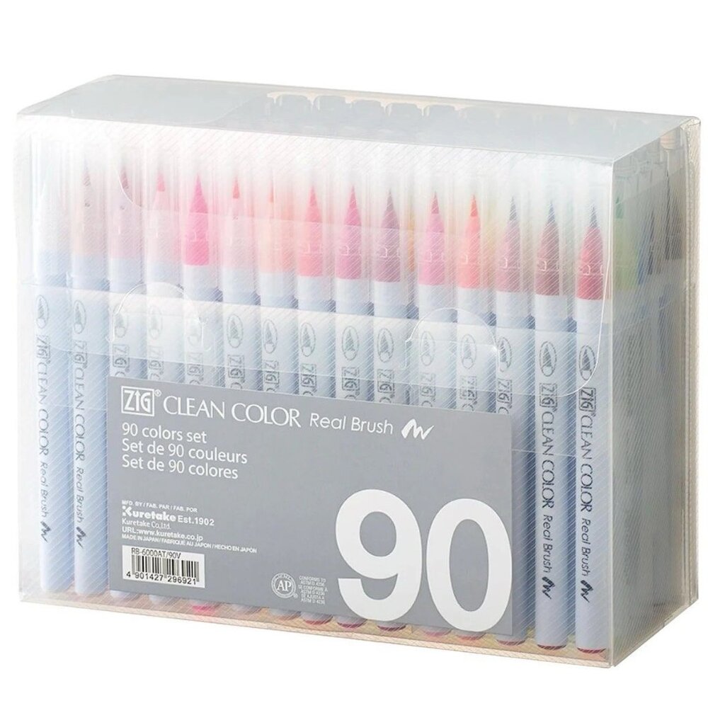 ZIG Clean Color Real Watercolor Brush Pens 90 Color Set Markers Made in Japan